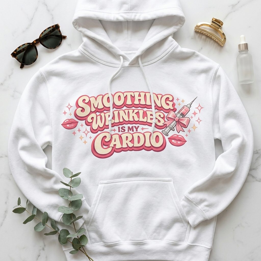 Injector nurse hoodie, flat-lay mockup